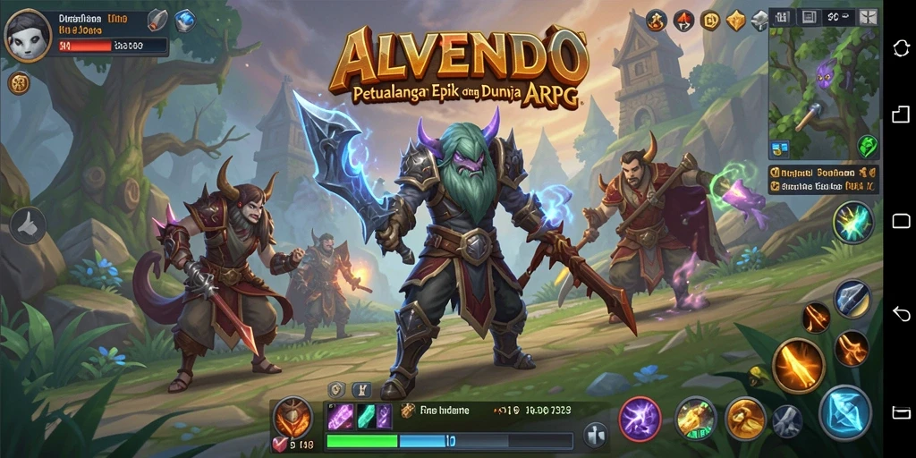 Tampilan gameplay ARPG yang mendebarkan dan fantastik dalam ALVENDO.