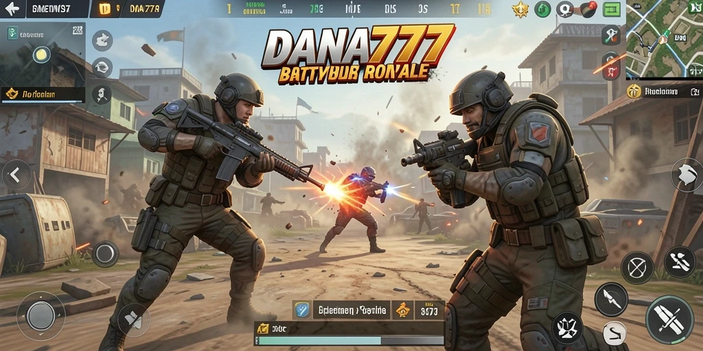 Gameplay seru DANA777 dengan aksi pertempuran Battle Royale yang mendebarkan.