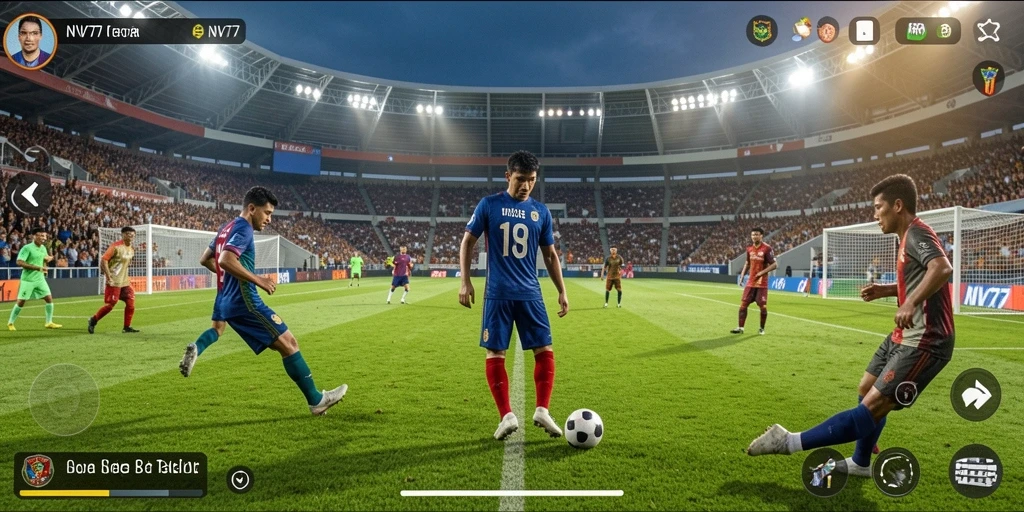 Tampilan gameplay NV77 yang menarik dalam pertandingan sepak bola.