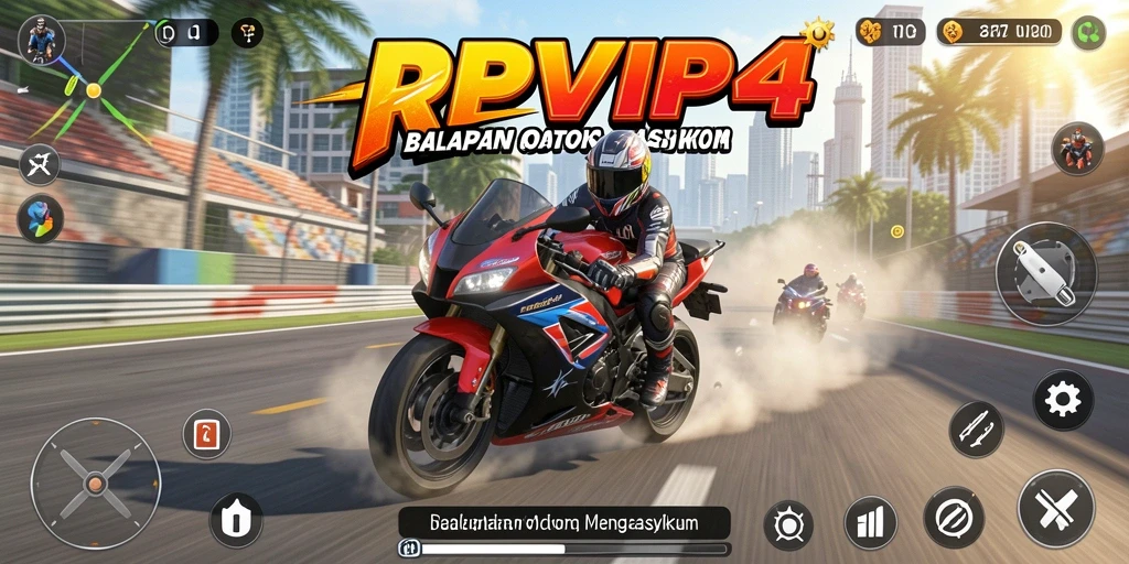 Tampilan gameplay RPVIP4 yang mendebarkan dengan balapan motor.